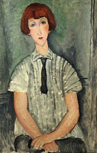 Francês:  Jeune Fille au corsage rayé Jovem rapariga com uma blusa às riscas de Amedeo Modigliani