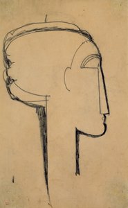 Head in Profile (Carvão no papel) de Amedeo Modigliani
