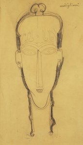Cabeça de uma cariátide em um vestido de cabeça, 1911 de Amedeo Modigliani
