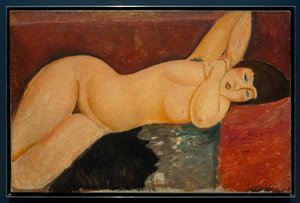 Nu feminino reclinado com as mãos entrelaçadas de Amedeo Modigliani