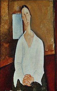 Madame Zborowska com as mãos entrelaçadas, c.1917 de Amedeo Modigliani
