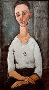 Retrato da Sra. Chakoska. Pintura de Amedeo Modigliani (1884-1920) de Amedeo Modigliani