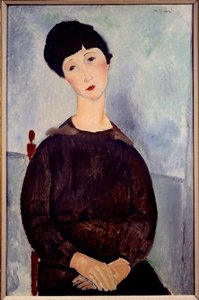 Retrato de uma pintura de menina marrom sentada por Amedeo Modigliani de Amedeo Modigliani