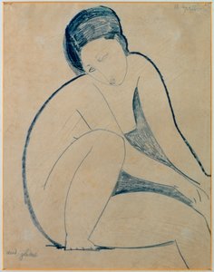 Nu sentado (tinta sobre papel) de Amedeo Modigliani