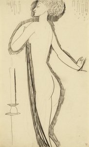 Nu feminino em pé de perfil com vela acesa, c. 1911