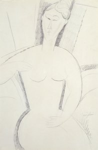 Mulher sentada (a lápis) de Amedeo Modigliani