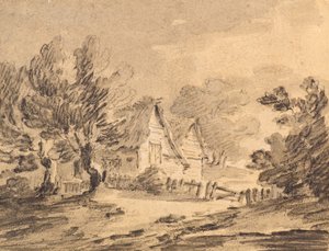 Cottage in a Landscape, c.1805 (giz, carvão e lavagem)