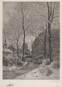 Passeio ao luar no inverno de American 19th Century
