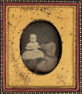 Retrato de uma criança e uma jovem mulher de American 19th Century