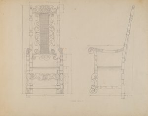 Desenho de uma cadeira de American 20th Century