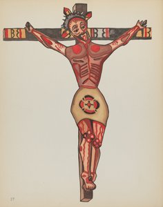 Gravura 27: Cristo Crucificado: Do Portfólio "Projetos Coloniais Espanhóis do Novo México" de American 20th Century