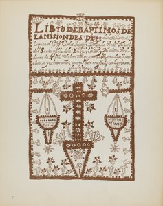 Placa 2: Livro de Batismos de Jemez: Do Portfólio "Desenhos Coloniais Espanhóis do Novo México" de American 20th Century