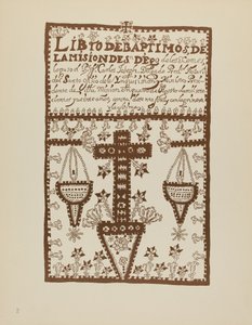 Placa 2: Livro de Batismos de Jemez: Do Portfólio "Desenhos Coloniais Espanhóis do Novo México" de American 20th Century