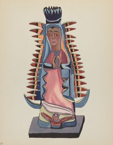 Gravura 31: Nossa Senhora de Guadalupe": Do Portfólio "Desenhos Coloniais Espanhóis do Novo México" de American 20th Century