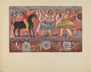 Gravura 42: Design de baú pintado: do portfólio "Desenhos coloniais espanhóis do Novo México"