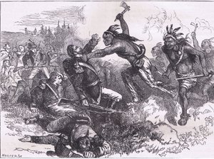 Ataque dos índios em Fort Dearborn, ilustração de Cassells History of the United States publicada por Cassell, Petter & Galpin, c.1900 (litho)