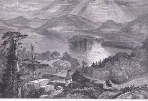 Long Island, Lake George, ilustração de Cassell History of the United States publicada por Cassell, Petter & Galpin, c.1900 (litho)