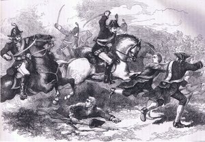 Rout of the loyal recruits, ilustração de Cassells History of the United States publicada por Cassell, Petter & Galpin, c.1900 (litho)