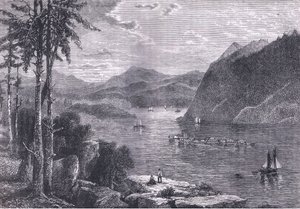 The Hudson Highlands, ilustração de Cassells History of the United States publicada por Cassell, Petter & Galpin, c.1900 (litho) de American English school