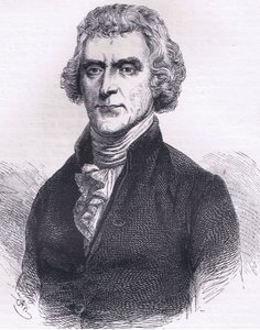 Thomas Jefferson, ilustração de Cassells History of the United States publicada por Cassell, Petter & Galpin, c.1900 (litho) de American English school
