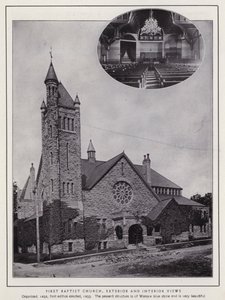 Jamestown, NY: Primeira Igreja Batista, Vista Exterior e Interior (foto a p/b) de American Photographer (after)