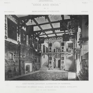 Escadaria no Great Hall, Audley End, Essex, Inglaterra (foto a p/b) de American Photographer (after)