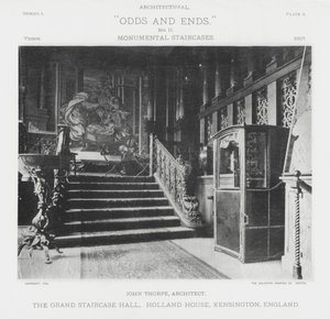 The Grand Staircase Hall, Holland House, Kensington, Inglaterra (foto a p/b) de American Photographer (after)
