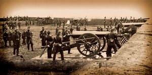 1ª Artilharia Pesada de Connecticut, guarnecendo armas em Fort Richardson, no final de 1861