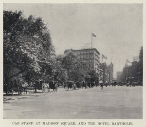 Stand de táxi na Madison Square, e no Hotel Bartholdi (foto a p/b) de American Photographer