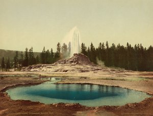 Castle Geyser, Parque Nacional de Yellowstone, c.1898 (fotocrom) de American Photographer