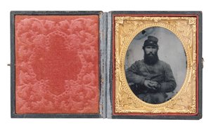 Retrato emoldurado do soldado Joseph Absalom Higginbotham, Co. I de American Photographer