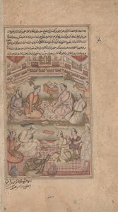 Estudiosos Hindus e Muçulmanos Traduzem o Mahabharata de Sânscrito para Persa, de Razmnama (livro de guerra) c. 1598-1599 (aguarela opaca, tinta e ouro sobre papel) de American Photographer