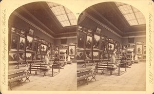 Memorial Hall, Departamento Americano, Exposição Internacional Centenária de 1876, Filadélfia (impressão estereoscópica) de American Photographer