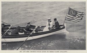 Sr. e Sra. George Gould indo ao seu Iate Atalanta (foto a p/b) de American Photographer
