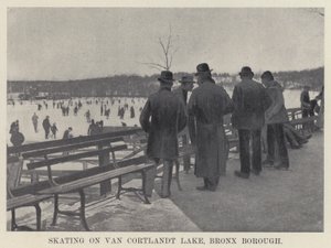 Patinagem em Van Cortlandt Lake, Bronx Borough (foto a p/b) de American Photographer