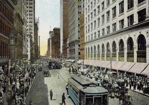 State Street, olhando para o norte da Van Buren Street (foto colorida) de American Photographer