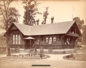 Casa da Escola Sueca, Exposição do Centenário, Filadélfia, 1876 (impressão de albúmen de prata) de American Photographer