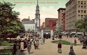 Igreja de Tremont Street e Park Street, Boston, Massachusetts (fotografia a cores) de American Photographer