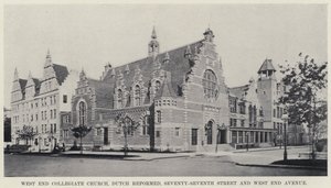 West End Collegiate Church, Dutch Reformed, Seventy-Seventh Street e West End Avenue (foto a p/b)