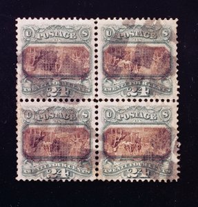 Assinatura de 24 centavos do bloco de Declaração de Independência de quatro, 1869 de American School