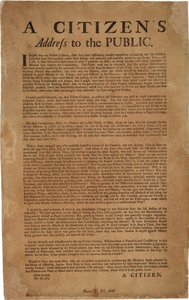 Um discurso de cidadania ao público: apoio às tropas reais, 18 de dezembro de 1769 de American School