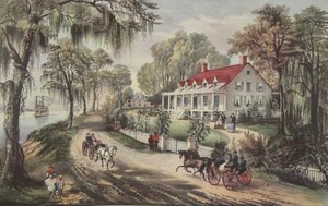 Uma casa no Mississippi, pub. 1871, Currier & Ives de American School