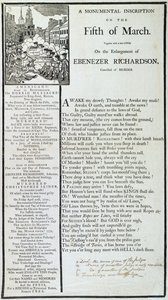 Uma inscrição monumental no quinto de março de 1772 (impressão) de American School