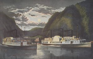 Uma noite no Hudson - Através da luz do dia, pub. 1864, Currier & Ives de American School
