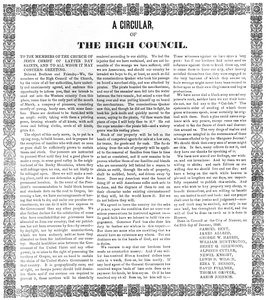 Uma circular do Alto Conselho da Igreja de Jesus Cristo dos Santos dos Últimos Dias, 1846 (impressão) de American School
