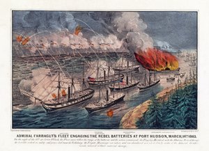 Frota do Almirante Farragut a atacar as Baterias Rebeldes em Port Hudson, 14 de Março de American School