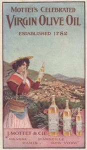 Anúncio para Mottets Celebrated Virgin Olive Oil, c.1900 de American School