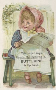 Anúncio para Vermont Manufacturing Co. Butterine, c.1880 de American School