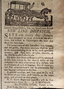Anúncio para o New Line Dispatch, do The New York Journal & Patriotic Register, 6 de abril de 1793 (impresso) de American School