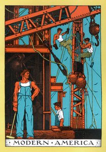 Alegoria da "Era Industrial Moderna" da América dos anos 30 de American School